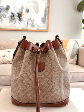 Celine Triomphe Vintage Drawstring Bucket Bag